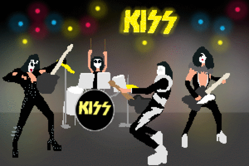 kiss Des monuments de l'histoire du rock en GIF kiss GIF 8 bits