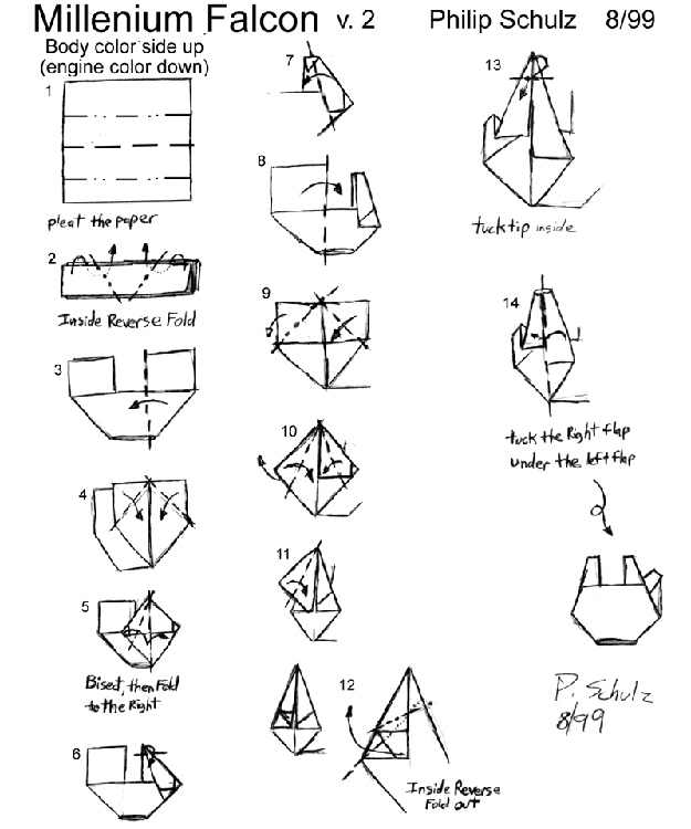 10 origamis Star Wars origami starwars millenium falcon origami-starwars-millenium-falcon