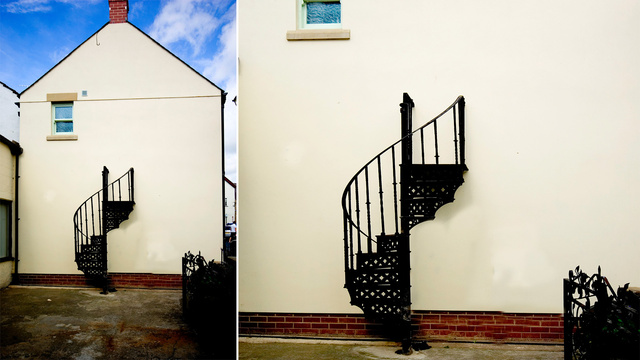 Ces escaliers qui ne mènent nulle part Escalier qui mène dans le mur àKnaresborough Yorkshire. Escalier qui mène dans le mur àKnaresborough, Yorkshire.