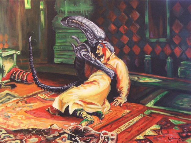 Tableaux de grands maîtres en pop culture alien le terrible alien-le-terrible