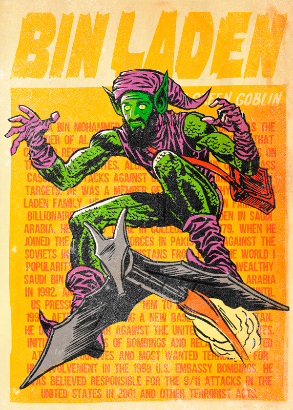 Des dictateurs en supervillains par Butcher Billy ben laden bouffon vert ben-laden-bouffon-vert