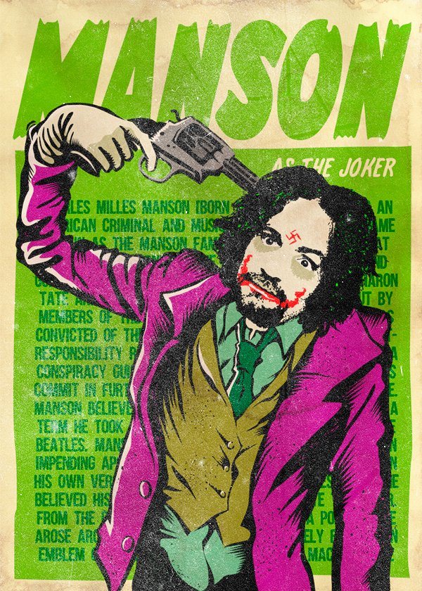 Des dictateurs en supervillains par Butcher Billy charles manson joker charles-manson-joker
