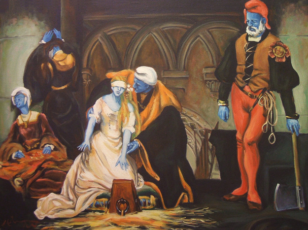 Tableaux de grands maîtres en pop culture execution lady stroumpfette execution-lady-stroumpfette