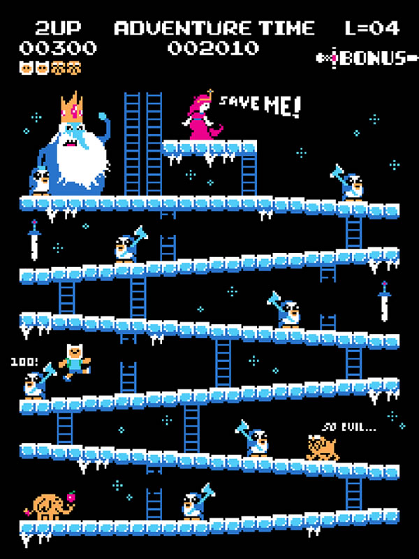 Donkey Kong Mash-Up 8-Bit par Baznet baznet donkey kong adventure time baznet-donkey-kong-adventure-time