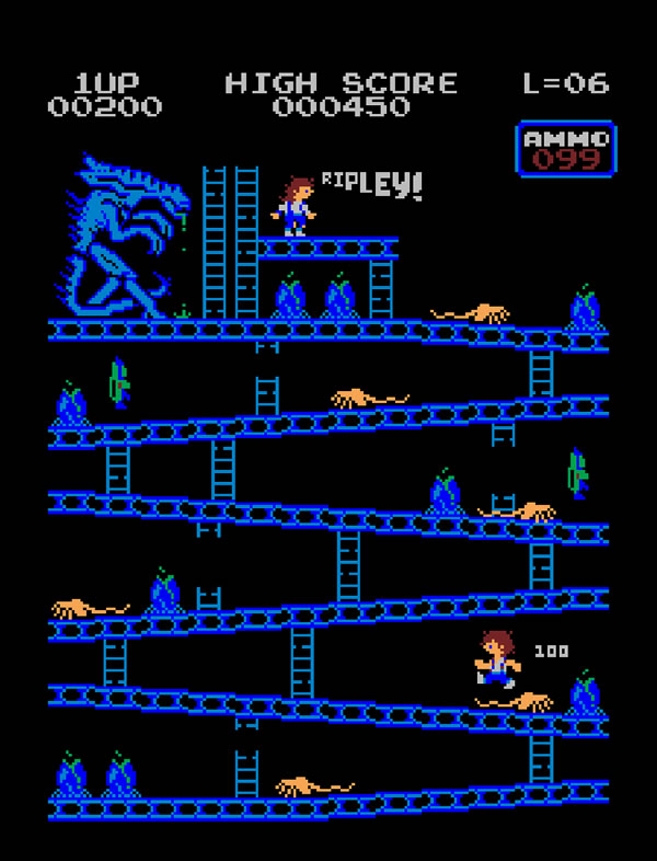 Donkey Kong Mash-Up 8-Bit par Baznet baznet donkey kong aliens baznet-donkey-kong-aliens