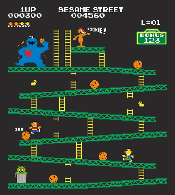 Donkey Kong Mash-Up 8-Bit par Baznet baznet donkey kong cookie monster baznet-donkey-kong-cookie-monster