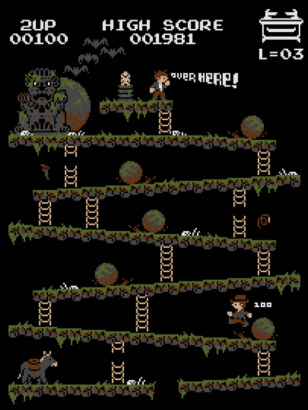Donkey Kong Mash-Up 8-Bit par Baznet baznet donkey kong indiana kong baznet-donkey-kong-indiana-kong