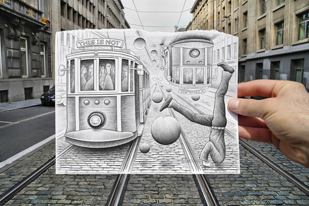 Combinaisons dessin-photo par Ben Heine combinaison dessin photo ben heine 21 combinaison-dessin-photo-ben-heine-21