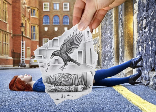 Combinaisons dessin-photo par Ben Heine combinaison dessin photo ben heine 7 combinaison-dessin-photo-ben-heine-7