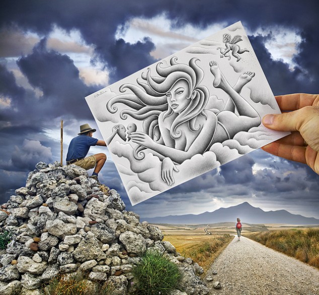 Combinaisons dessin-photo par Ben Heine combinaison dessin photo ben heine 9 combinaison-dessin-photo-ben-heine-9