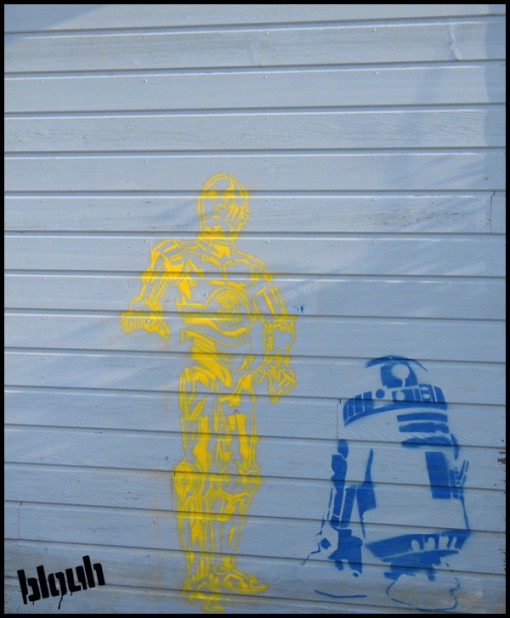 Street art par Blouh street art blouh r2d2 c6po street-art-blouh-r2d2-c6po