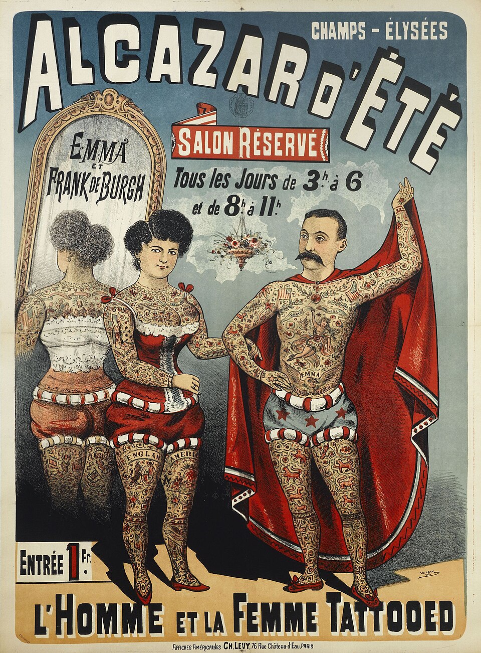 Emma et Frank de Burgh, couple tatoué présenté à Paris en 1886 Emma et Frank de Burgh, couple tatoué présenté à Paris en 1886