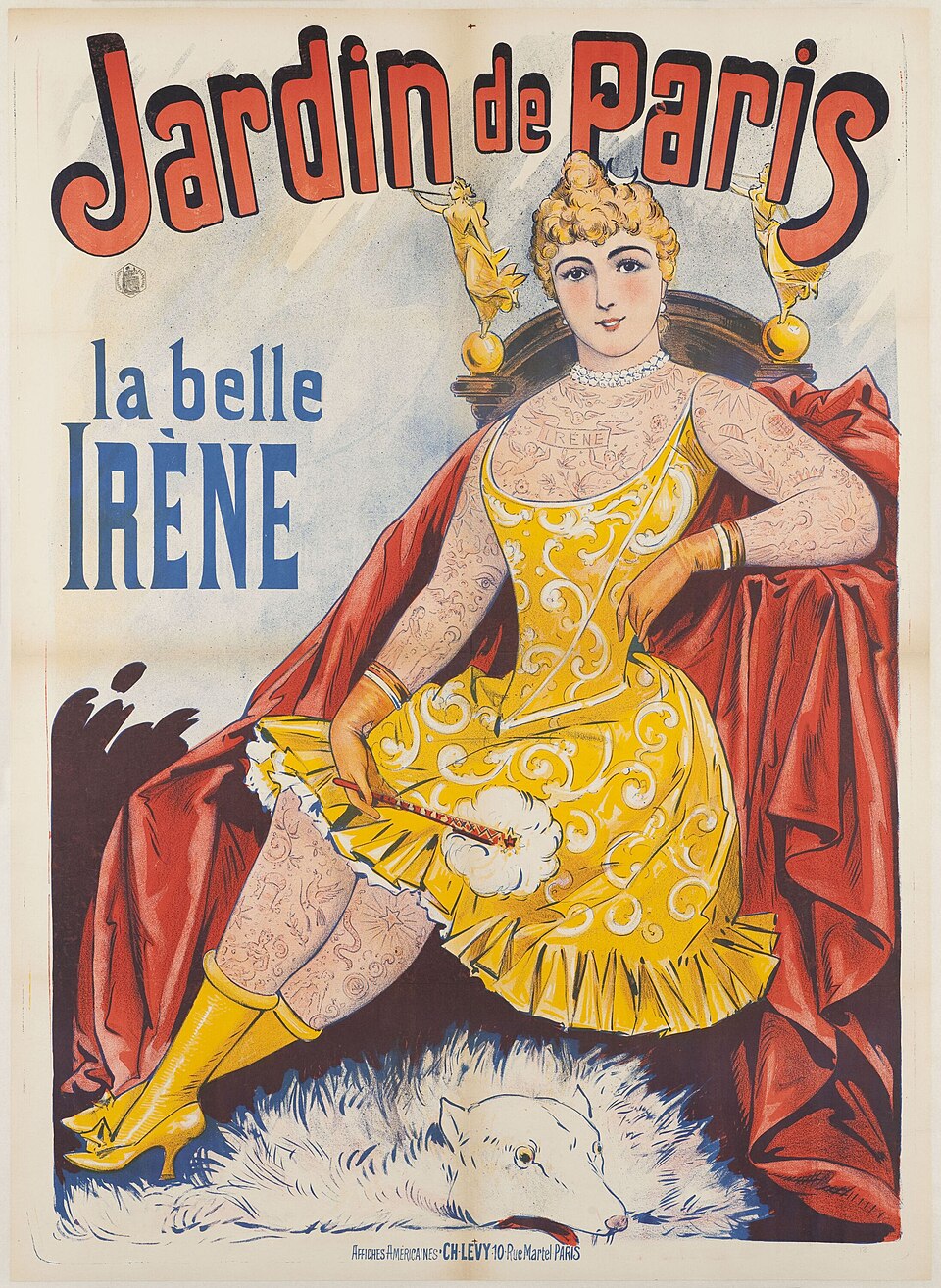 Irene Woodward, célèbre femme tatouée sur une affiche du XIXe siècle Irene Woodward, célèbre femme tatouée sur une affiche du XIXe siècle