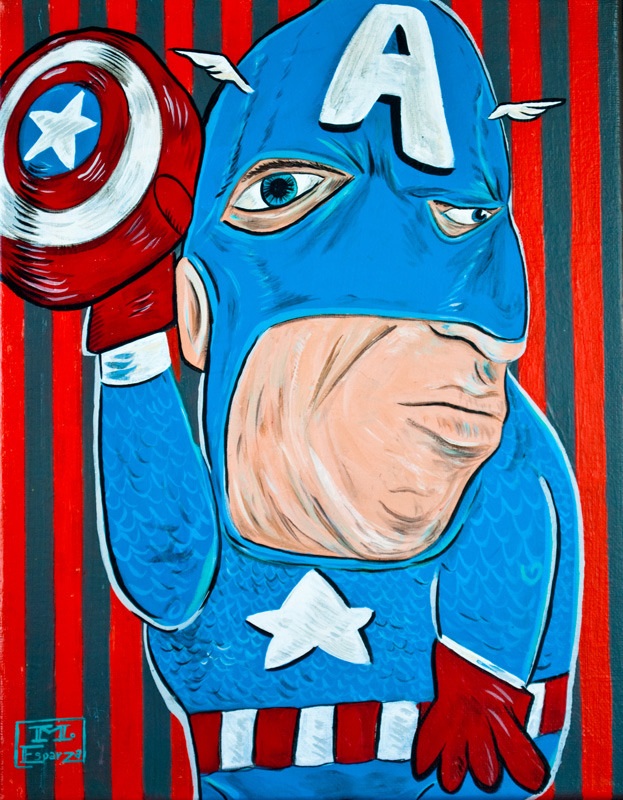 Peintures de Super Héros dans le style Picasso par Mike Esparza superheros style picasso mike esparza captain america superheros-style-picasso-mike-esparza-captain-america