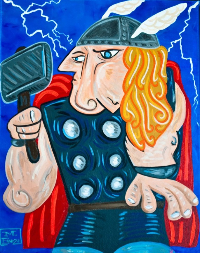 Peintures de Super Héros dans le style Picasso par Mike Esparza superheros style picasso mike esparza thor superheros-style-picasso-mike-esparza-thor