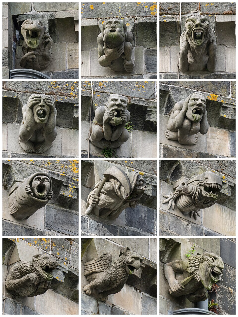 Les nouvelles gargouilles de Paisley Abbey Les douze gargouilles contemporaines de Paisley Abbey avec la gargouille Alien