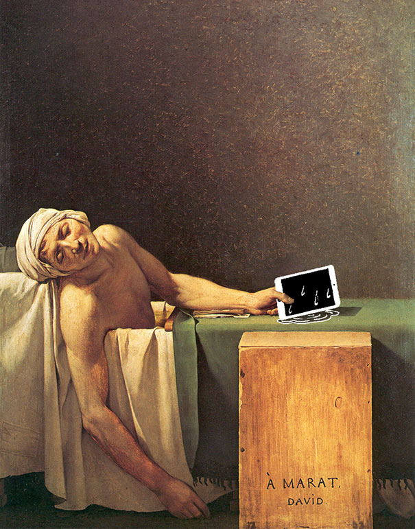 Des smartphones dans des classiques de la peinture la mort de marat david la-mort-de-marat-david