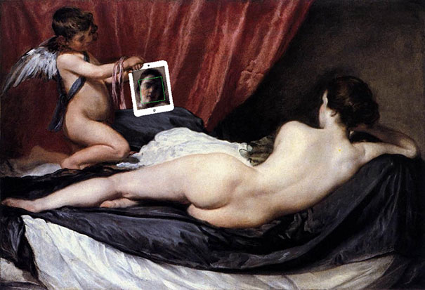 Des smartphones dans des classiques de la peinture venus a son miroir velazquez venus-a-son-miroir-velazquez