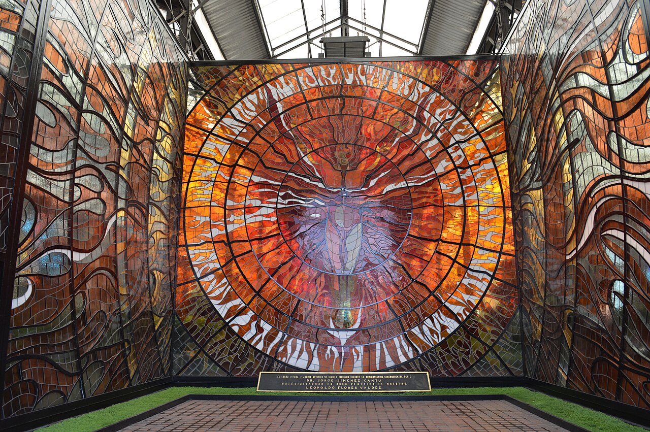 hombre sol cosmovitral toluca Hombre Sol dans les vitraux du Cosmovitral de Toluca