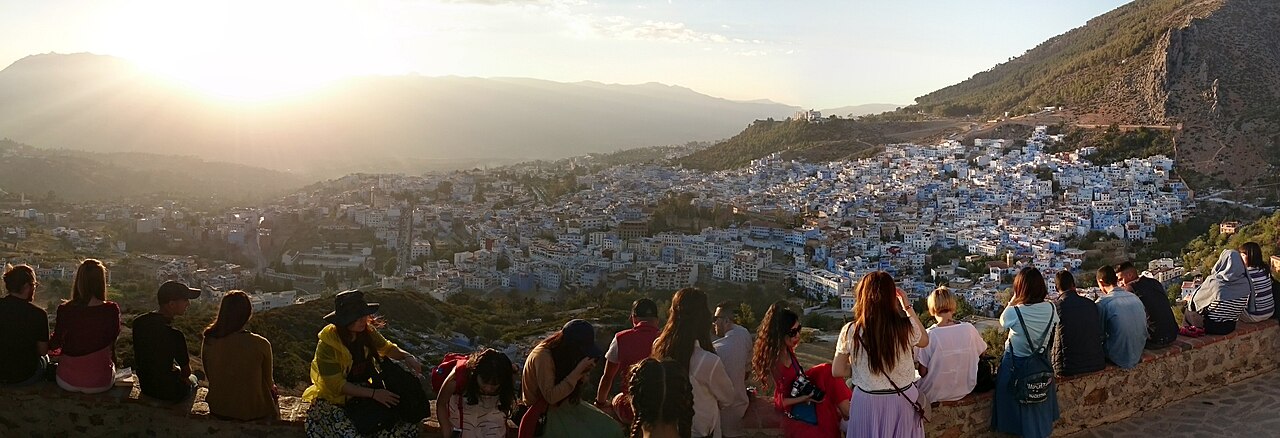 Panorama de Chefchaouen dans les montagnes du Rif au Maroc Panorama de Chefchaouen dans les montagnes du Rif au Maroc