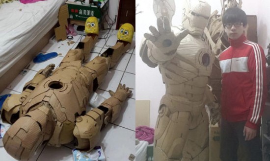 Iron Man en carton et autres sculptures par Zhongkai Xiang iron man en carton par zhongkai xiang 2 iron-man-en-carton-par-zhongkai-xiang-2