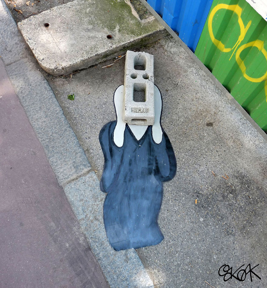 28 oeuvres de street art interagissant avec leur environnement 28 oeuvres de street art interagissant avec leur environnement scream 28-oeuvres-de-street-art-interagissant-avec-leur-environnement-scream