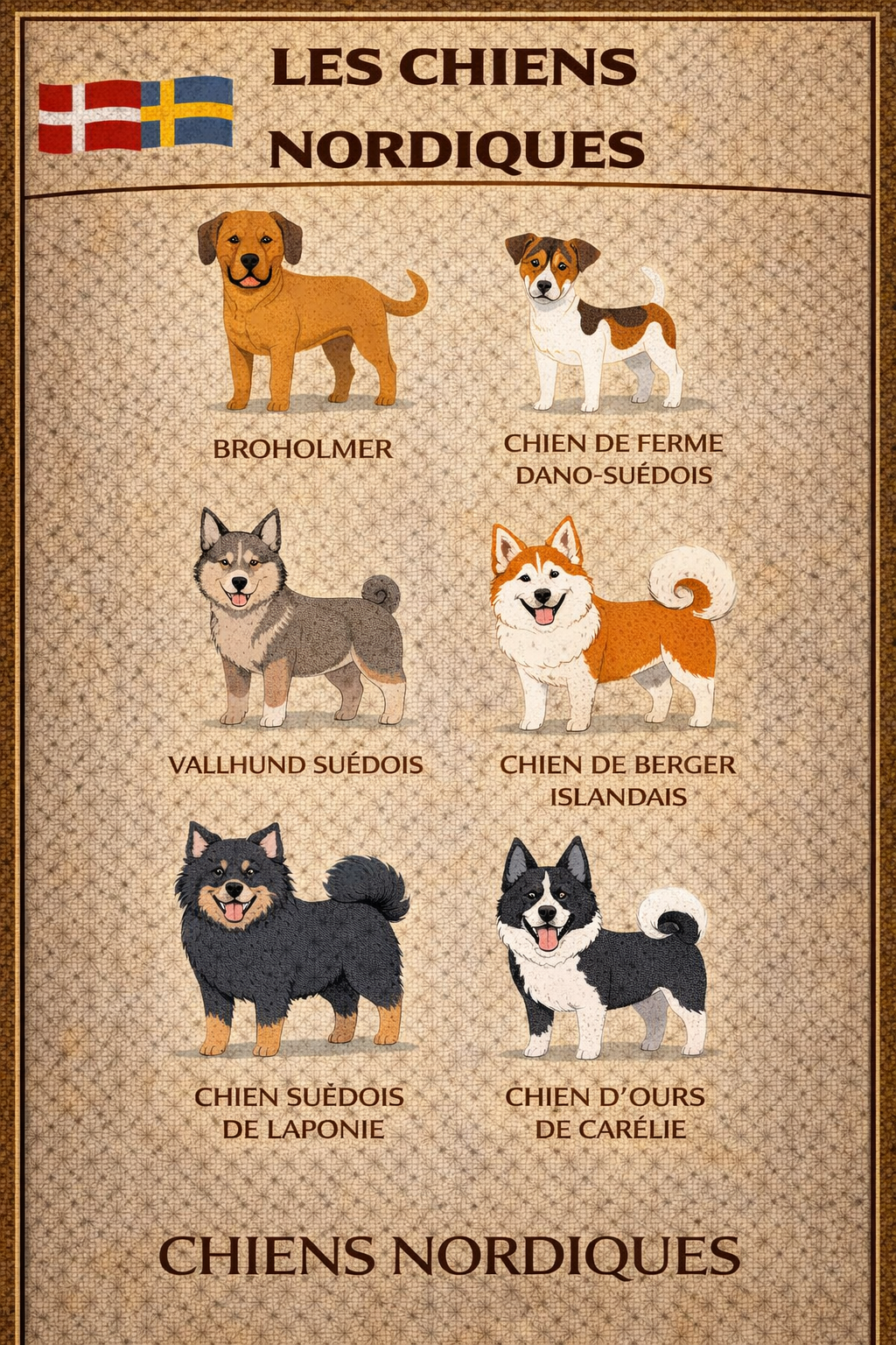 la nationalite des chiens 18 chiens nordiques 2 la nationalite des chiens 18 chiens nordiques 2 - Infographie des chiens nordiques : Broholmer, Chien de ferme dano-suédois, Vallhund suédois, Chien de berger islandais, Chien suédois de Laponie et Chien d’ours de Carélie
