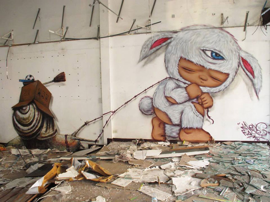 Du street-art qui interagit avec son environnement par Sath Du street art qui interagit avec son environnement par Sath 13 Du-street-art-qui-interagit-avec-son-environnement-par-Sath-13