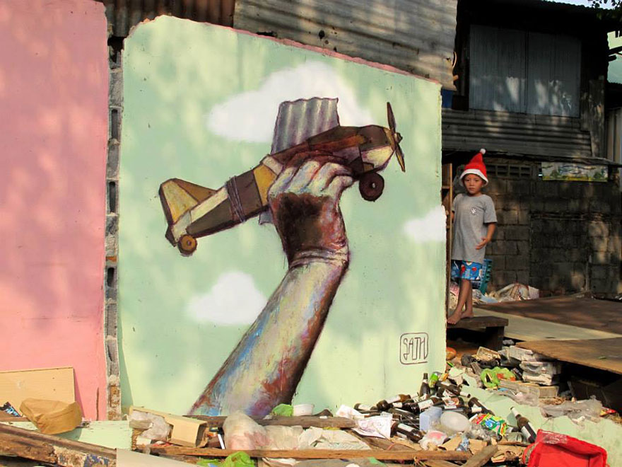 Du street-art qui interagit avec son environnement par Sath Du street art qui interagit avec son environnement par Sath 9 Du-street-art-qui-interagit-avec-son-environnement-par-Sath-9