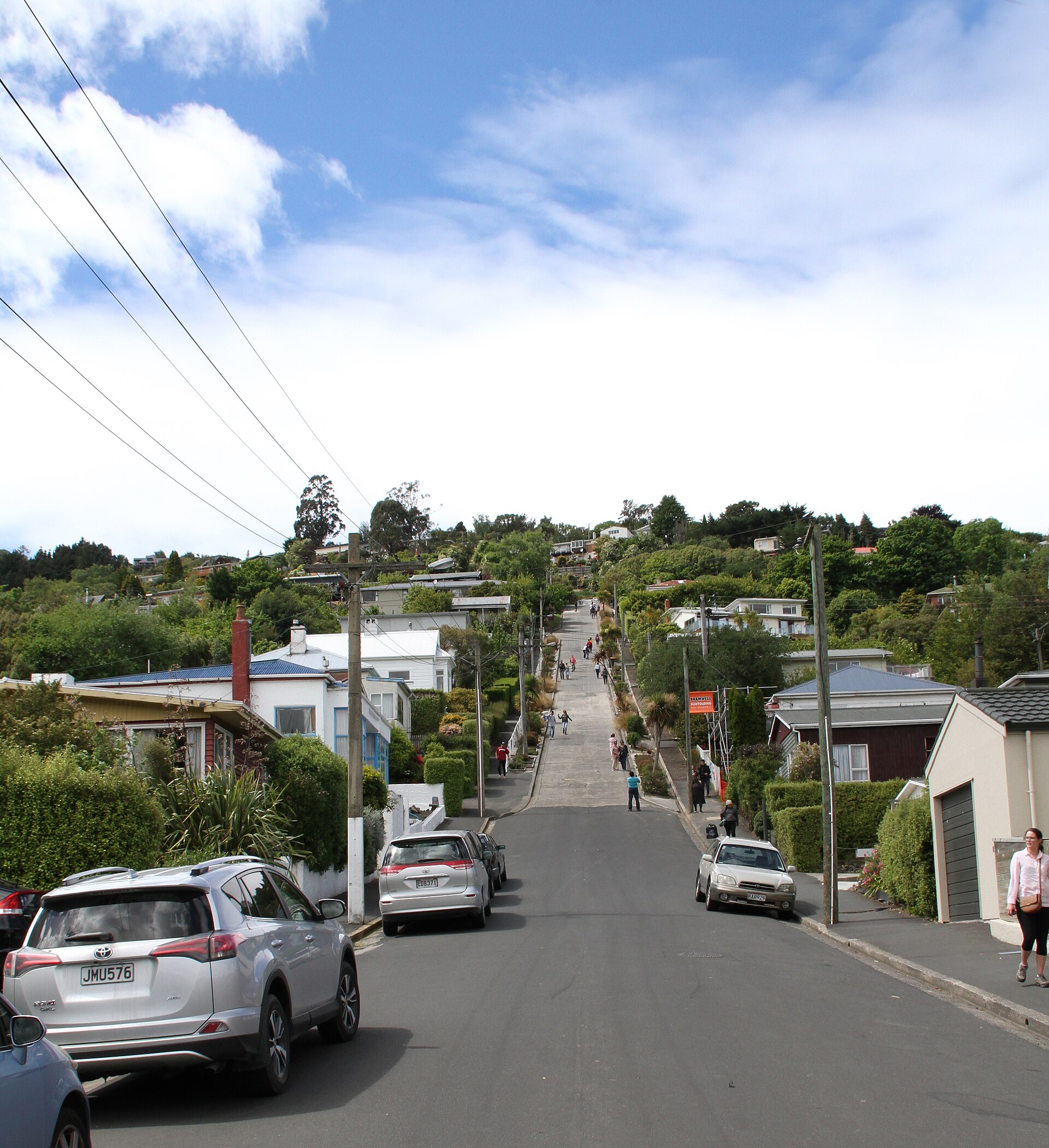 Baldwin Street vue depuis le bas Baldwin Street vue depuis le bas à Dunedin avant sa section la plus pentue