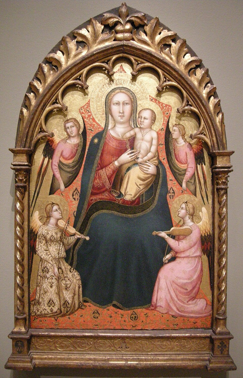 enfant jesus lorenzo di bicci madonna child Enfant Jésus glissant la main dans le décolleté de Marie dans une peinture de Lorenzo di Bicci