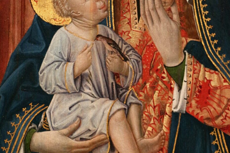 Pourquoi les bébés sont-ils si étranges dans les peintures du Moyen Âge et de la Renaissance ? vierge enfant saint jean baptiste picardie 1490 1500 "Enfant Jésus au visage d'adulte dans une peinture de Picardie vers 1490-1500
