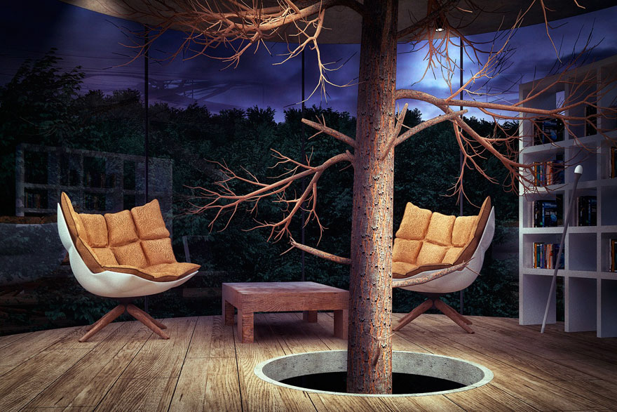 Tree in the House - une maison de verre tubulaire autour d'un arbre Tree in the House maison de verre tubulaire autour d un arbre 2 Tree-in-the-House-maison-de-verre-tubulaire-autour-d-un-arbre-2