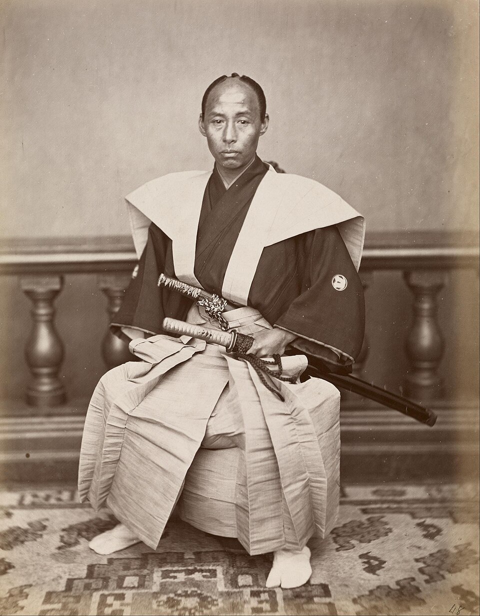 Harada Kiichi photographié par Ueno Hikoma Portrait du samouraï Harada Kiichi photographié à Nagasaki par Ueno Hikoma