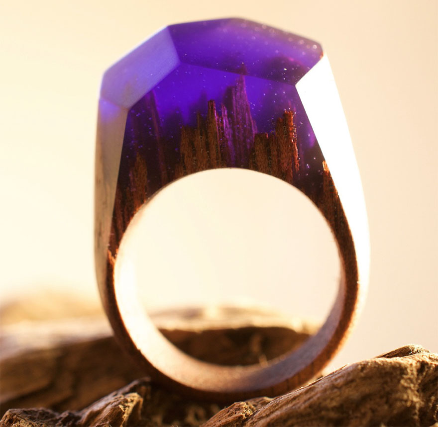 Des mondes miniatures dans des bagues en bois Des mondes miniatures dans des bagues en bois 11 Des-mondes-miniatures-dans-des-bagues-en-bois-11