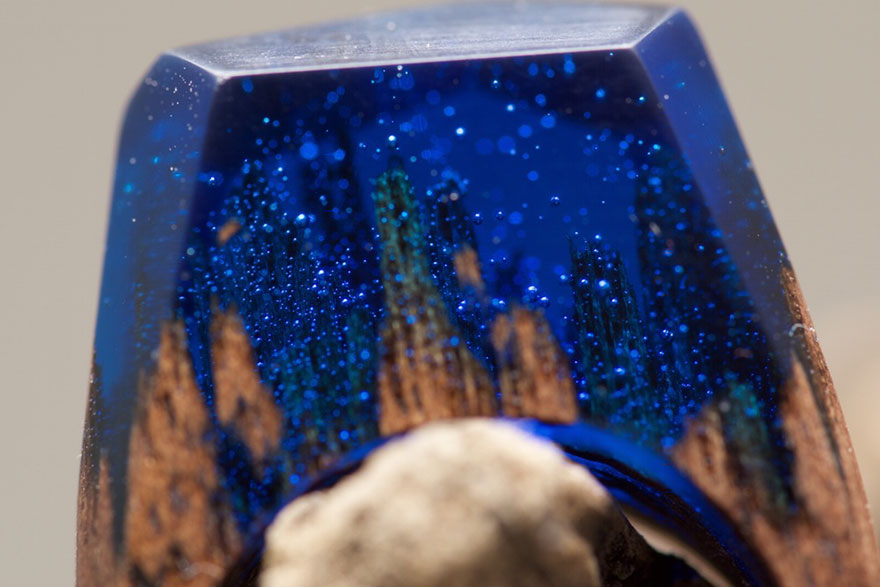 Des mondes miniatures dans des bagues en bois Des mondes miniatures dans des bagues en bois 6 Des-mondes-miniatures-dans-des-bagues-en-bois-6