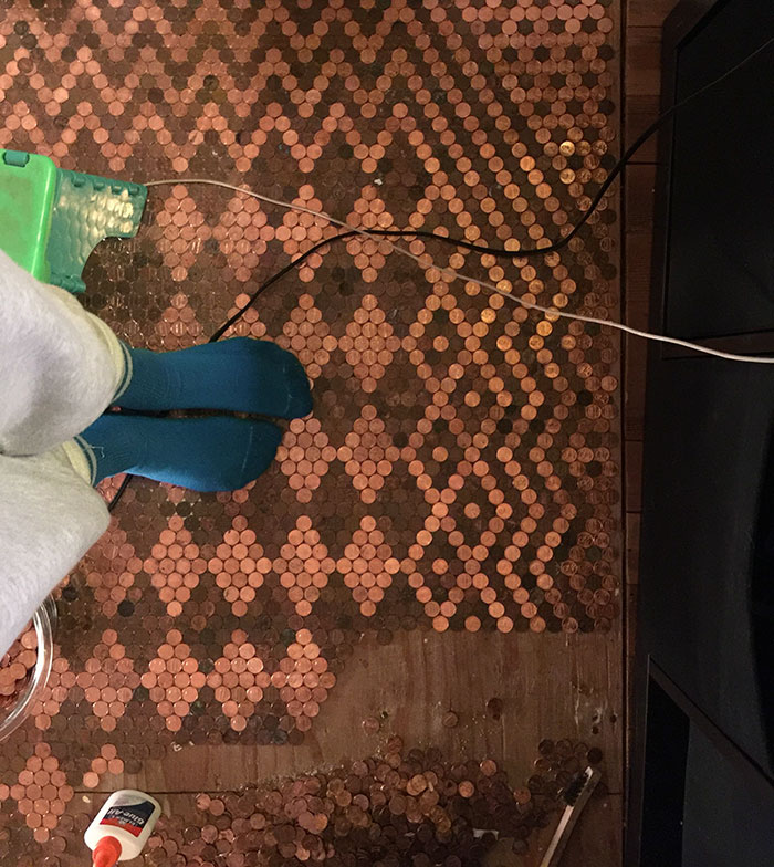 Rénovation: un sol en pièces de monnaie un sol en pieces de monnaie plancher 7 un-sol-en-pieces-de-monnaie-plancher-7