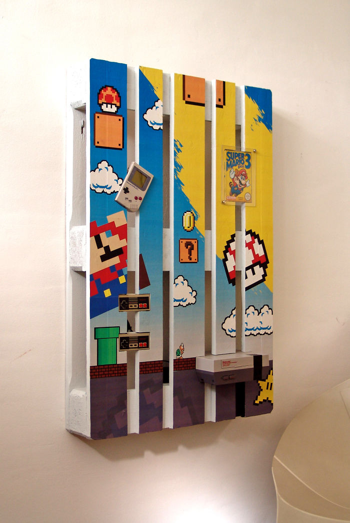 Kone Mei recycle des palettes en décorations murales fonctionnelles Kone Mei recycle des palettes en decorations murales fonctionnelles 1 super nintendo ds mario3 Kone Mei recycle des palettes en decorations murales fonctionnelles 1 super nintendo ds mario3