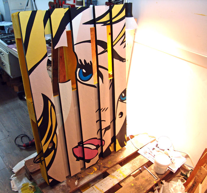 Kone Mei recycle des palettes en décorations murales fonctionnelles Kone Mei recycle des palettes en decorations murales fonctionnelles 12 roy lichenstein girl with hair ribbon Kone Mei recycle des palettes en decorations murales fonctionnelles 12 roy lichenstein girl with hair ribbon