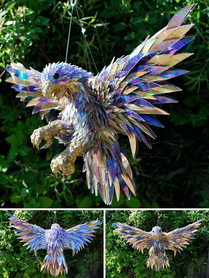 Sean Avery transforme les vieux CD en sculptures d'animaux les transformations de vieux CD en sculptures d animaux de Sean Avery 26 les transformations de vieux CD en sculptures d animaux de Sean Avery 26