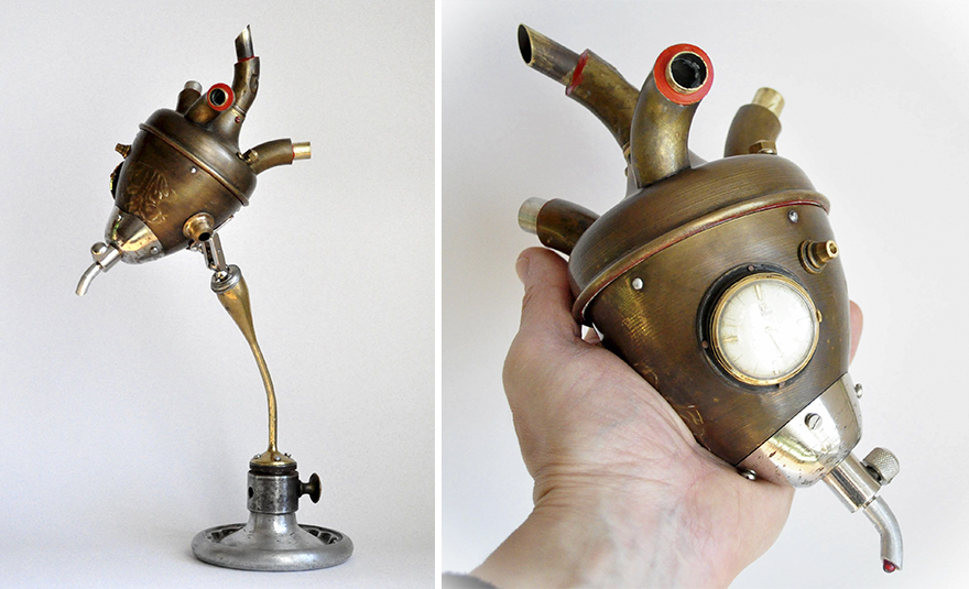 Des sculptures steampunk en recyclage d'objets par Artūras Tamašauskas sculptures steampunk en recyclage d objets par Arturas Tamasauskas 12 coeur Des sculptures steampunk en recyclage d'objets par Artūras Tamašauskas Cœur