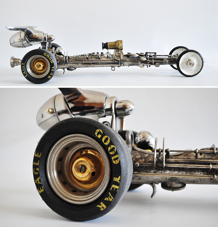 Des sculptures steampunk en recyclage d'objets par Artūras Tamašauskas sculptures steampunk en recyclage d objets par Arturas Tamasauskas 14 nitro dragster Des sculptures steampunk en recyclage d'objets par Artūras Tamašauskas Nitro dragster
