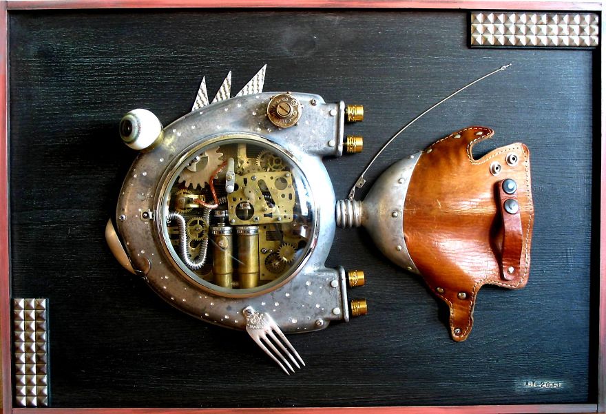 Des sculptures steampunk en recyclage d'objets par Artūras Tamašauskas sculptures steampunk en recyclage d objets par Arturas Tamasauskas 16 poisson Des sculptures steampunk en recyclage d'objets par Artūras Tamašausk Poissons