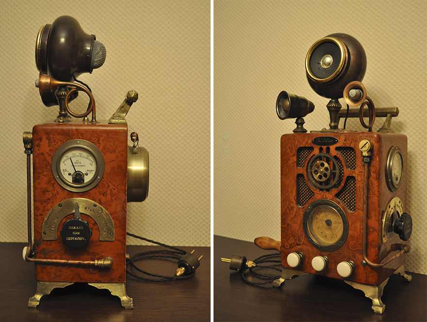 Des sculptures steampunk en recyclage d'objets par Artūras Tamašauskas sculptures steampunk en recyclage d objets par Arturas Tamasauskas 18 radio Des sculptures steampunk en recyclage d'objets par Artūras Tamašauskas Radio