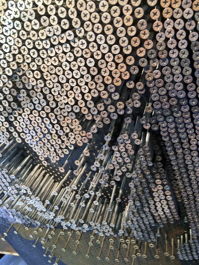 Descent, un tableau avec plus de 20000 vis par Bruce Mackley Descent un tableau avec plus de 20000 vis par Bruce Mackley 12 Portrait en vis par Bruce Mackley 3