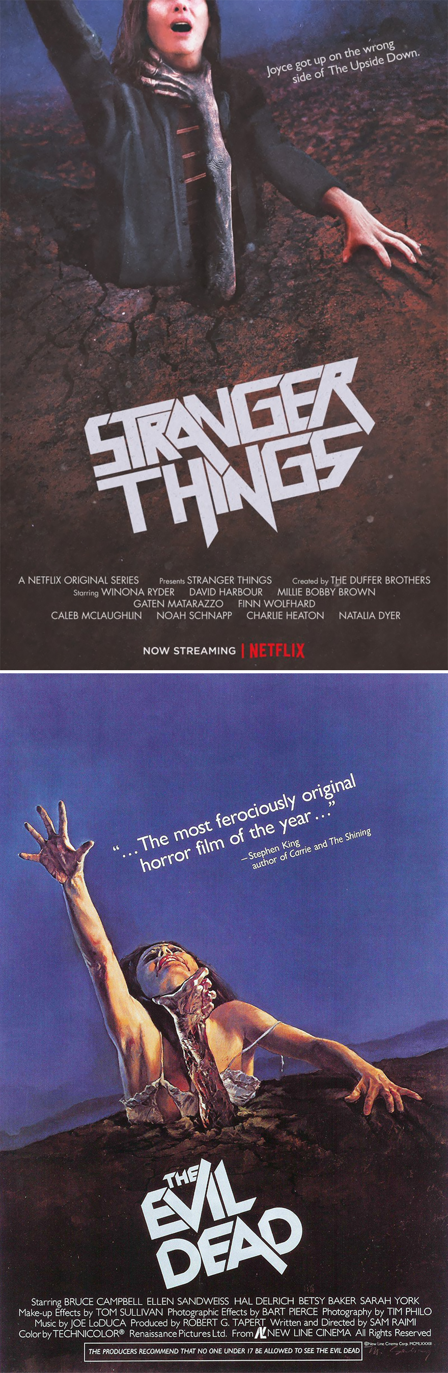 Quand Stranger Things reprend des affiches de films d'horreur des années 70 et 80 Quand Stranger Things reprend des affiches de films d horreur des annees 70 et 80 6 the evil dead Quand Stranger Things reprend des affiches de films d'horreur des années 70 et 80 The Evil Dead