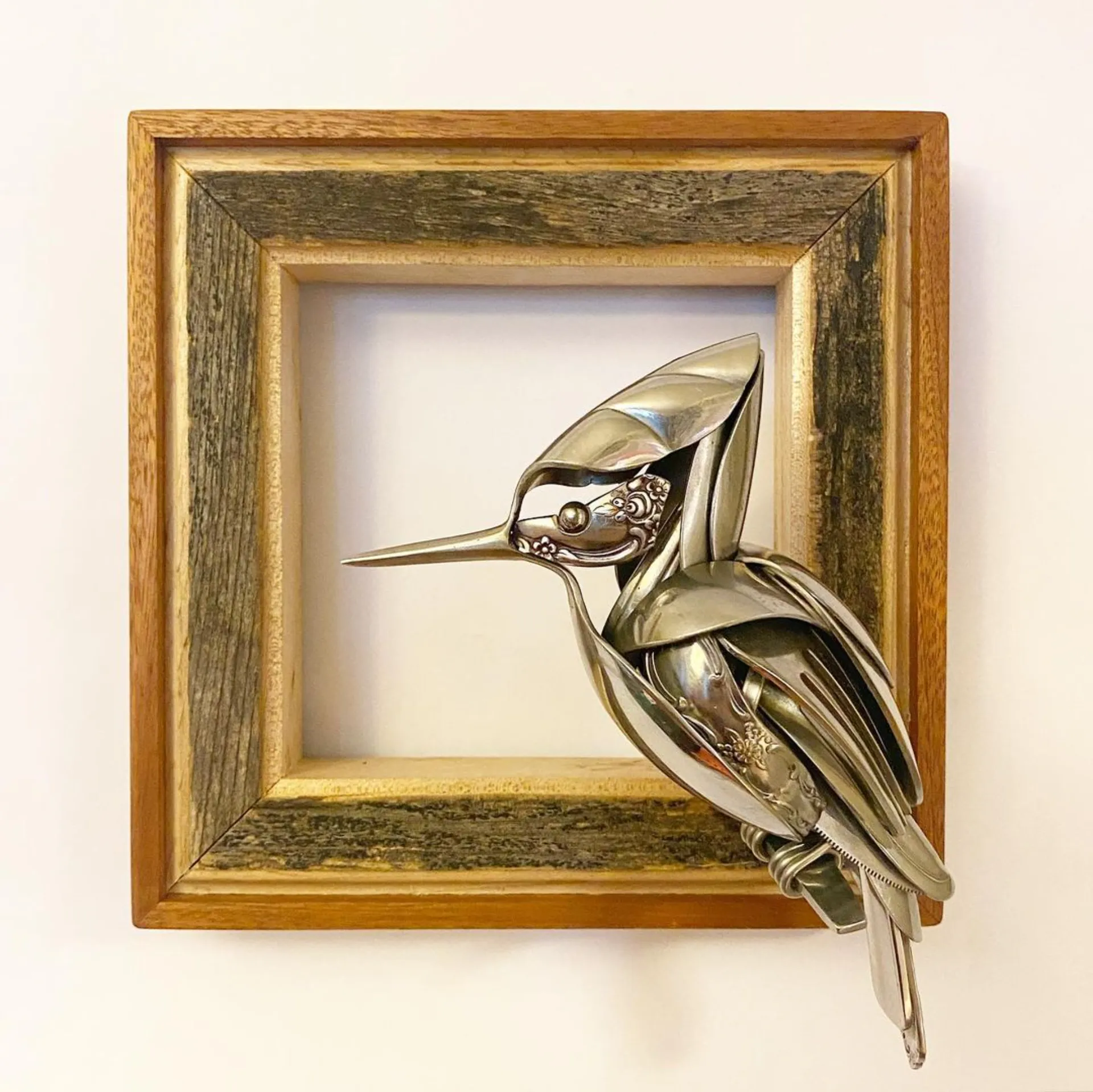 De nouvelles sculptures en couverts par Matt Wilson couteau fourchette cuillere oiseau 12 Oiseau en métal de récupération réalisé par Matt Wilson