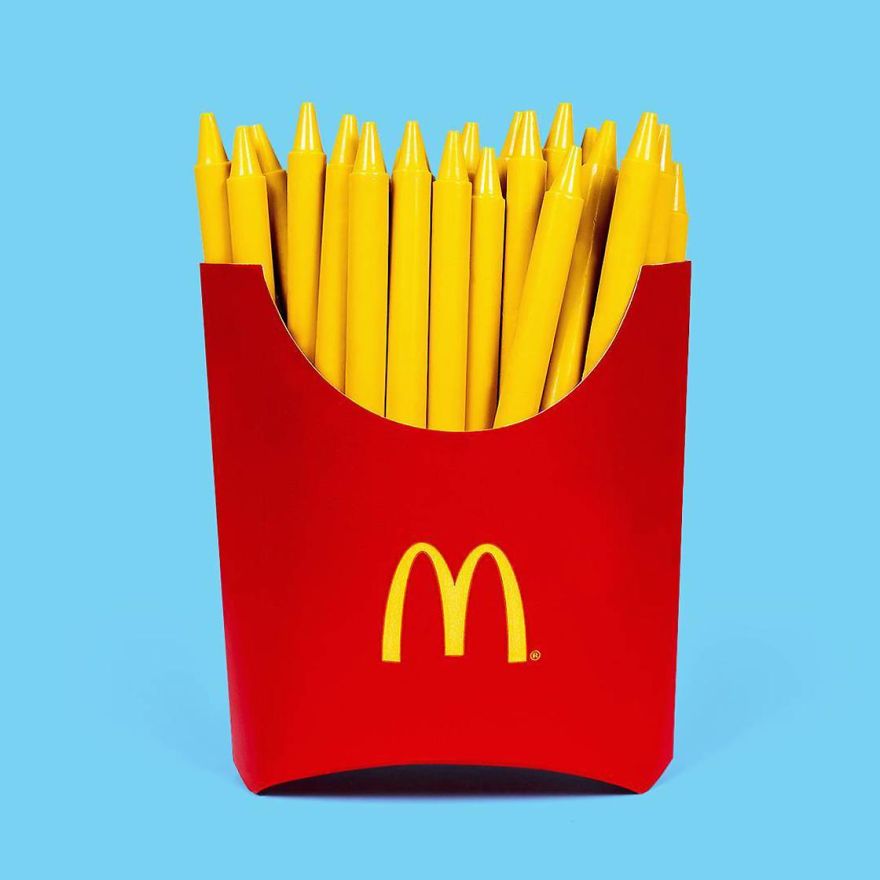 Les combinaisons d'objets et d'animaux perturbantes de Randy Lewis Les combinaisons d objets et d animaux perturbantes de Randy Lewis 7 Les combinaisons d'objets et d'animaux perturbantes de Randy Lewis - Frites Mc Donalds et crayons