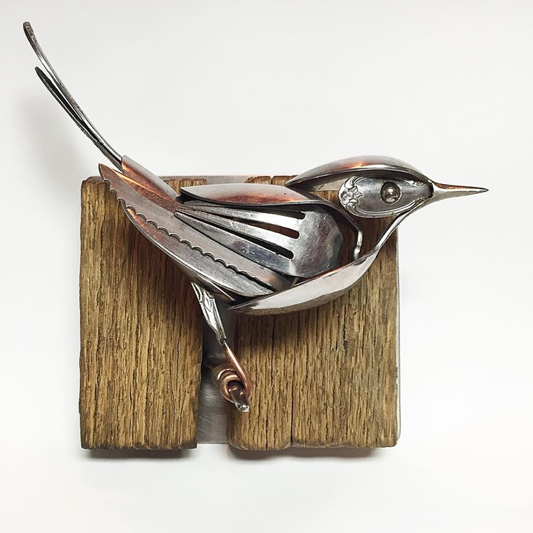 Des sculptures d'oiseaux en recyclage de couverts et autres métaux par Matt Wilson des sculptures d oiseaux en recyclage de couverts et autres metaux par Matt Wilson 10 Des sculptures d'oiseaux en recyclage de couverts et autres métaux par Matt Wilson 10