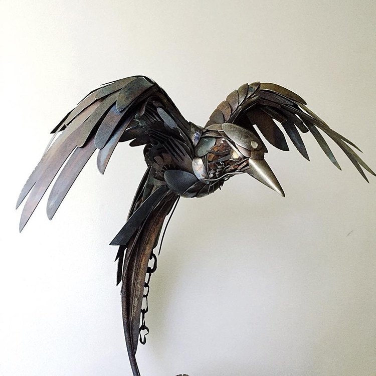 Des sculptures d'oiseaux en recyclage de couverts et autres métaux par Matt Wilson des sculptures d oiseaux en recyclage de couverts et autres metaux par Matt Wilson 17 Des sculptures d'oiseaux en recyclage de couverts et autres métaux par Matt Wilson 17